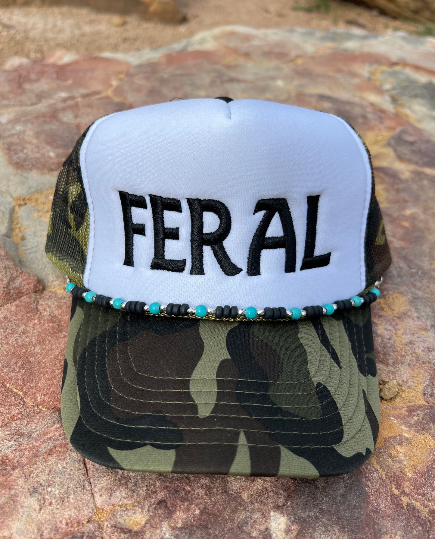 Black & Turquoise Stone Hat Chain