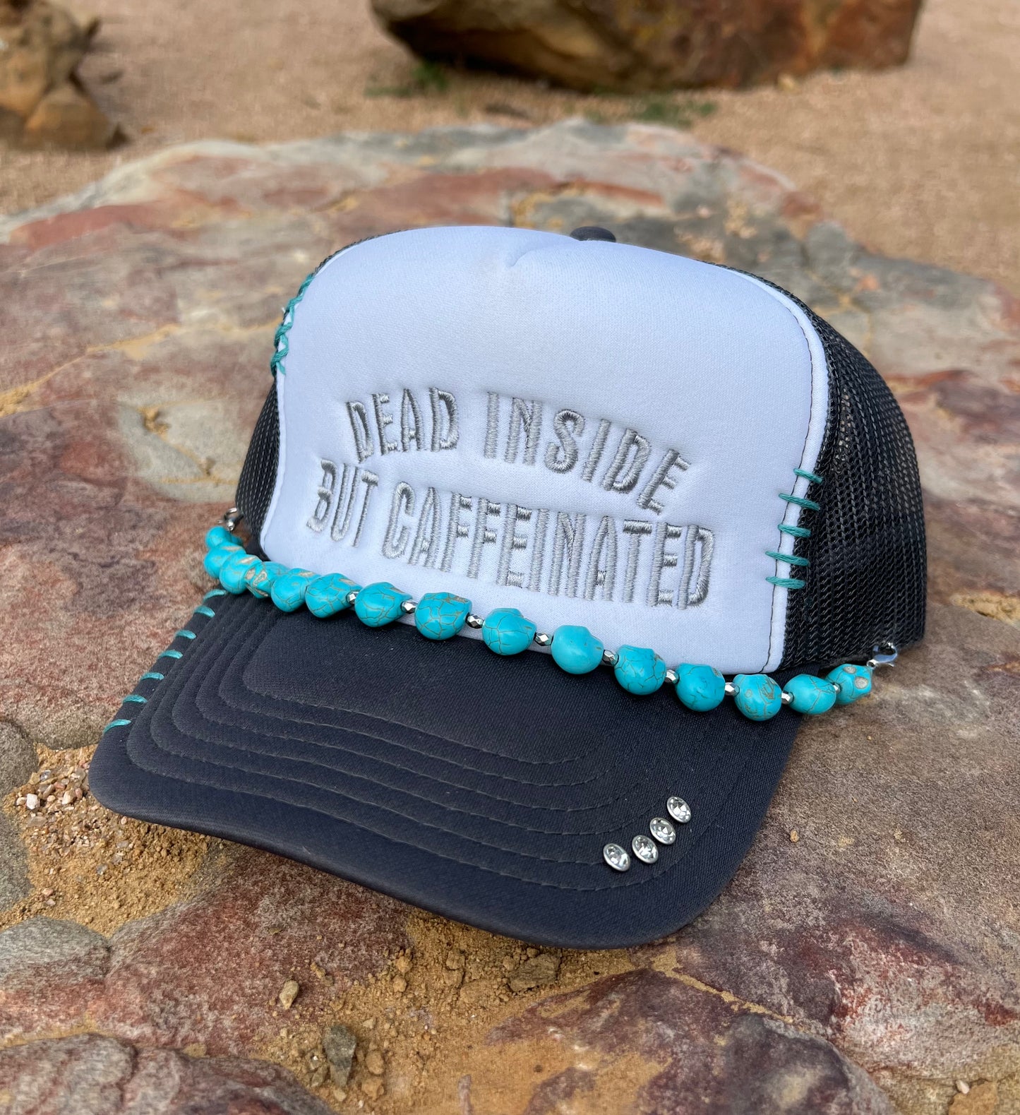 Stitched Dead Inside But Caffeinated Foam Hat