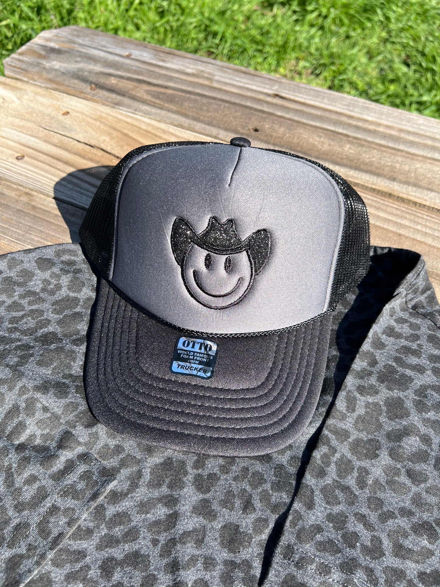 Glitter Cowboy Smiley Foam Hat