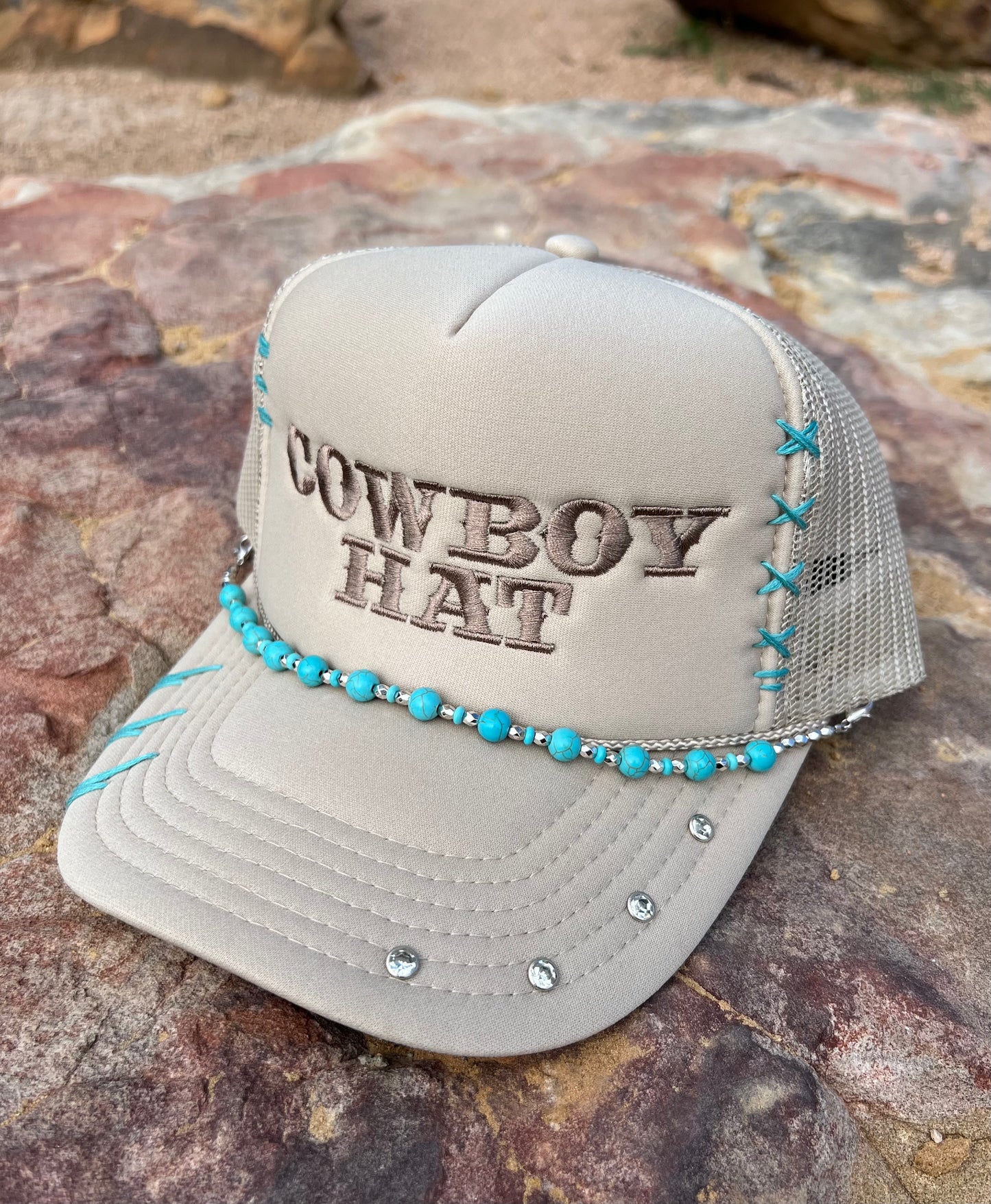 Stitched Cowboy Hat Foam Trucker Hat