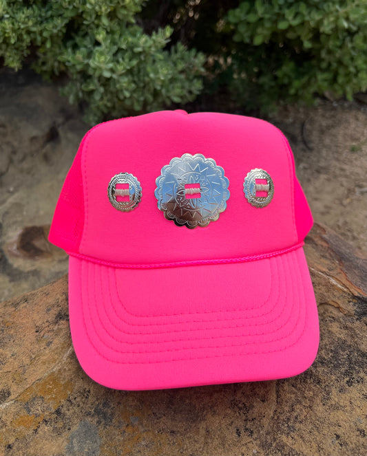 Neon Pink Concho Foam Hat
