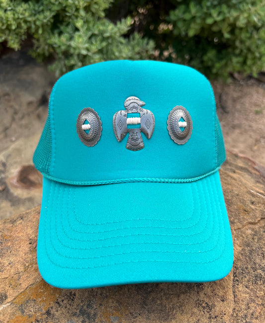 Teal Thunderbird Concho Foam Hat