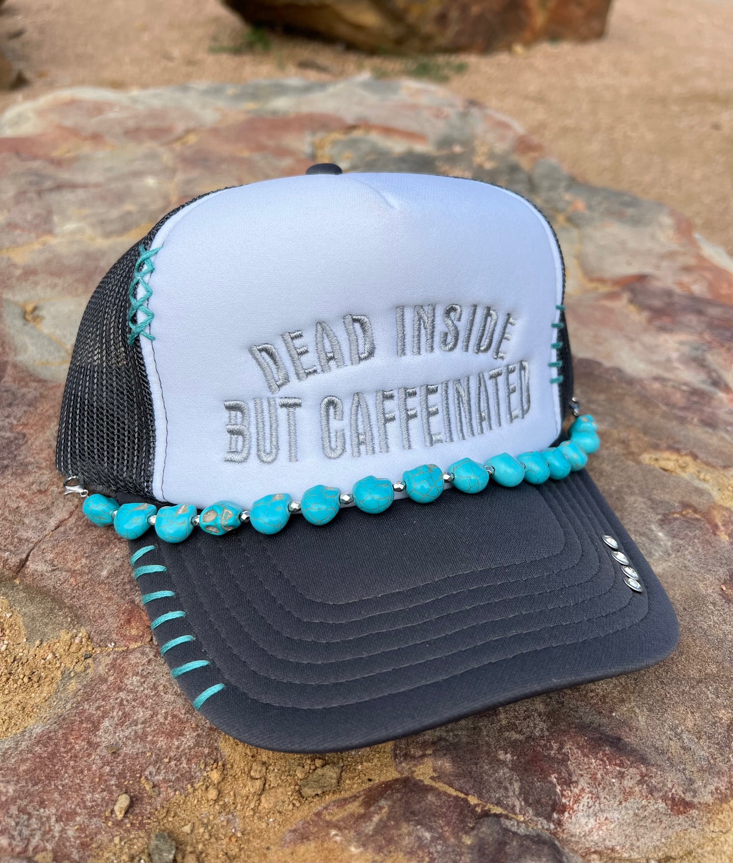 Stitched Dead Inside But Caffeinated Foam Hat