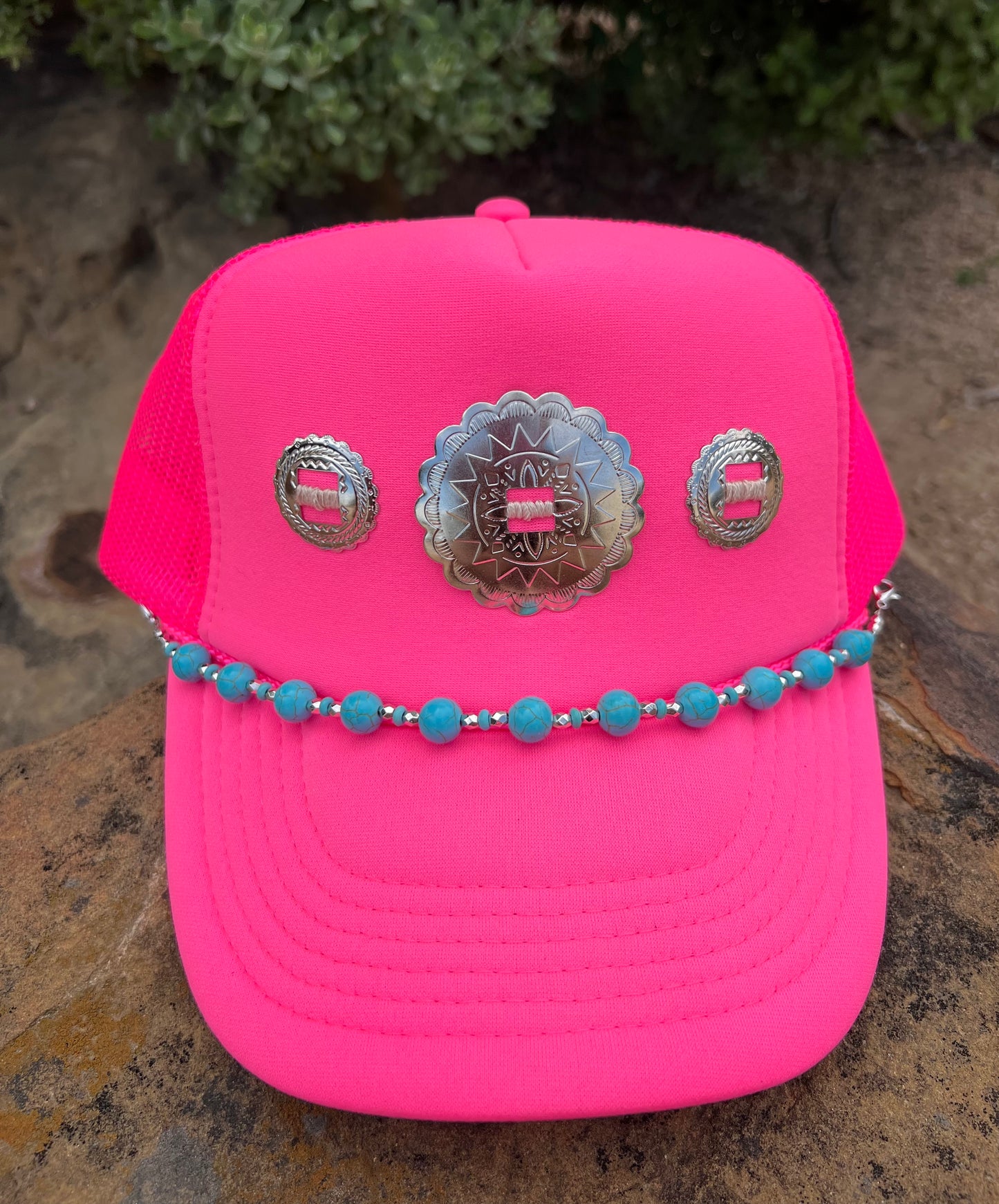 Neon Pink Concho Foam Hat