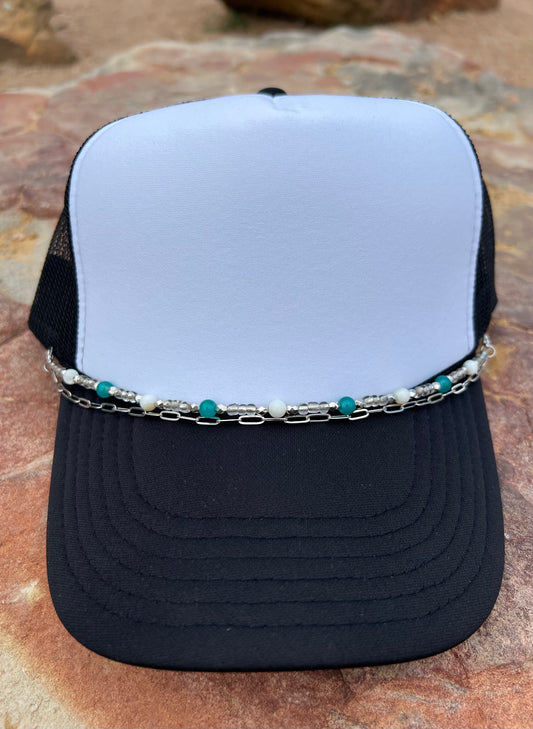 Teal & White Hat Chain