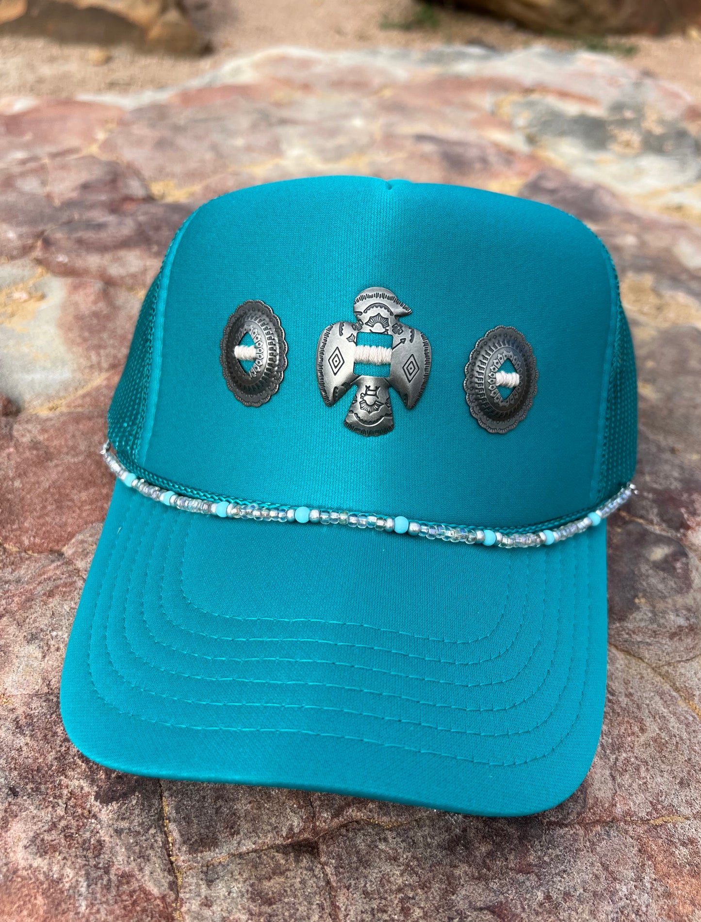 Teal Thunderbird Concho Foam Hat
