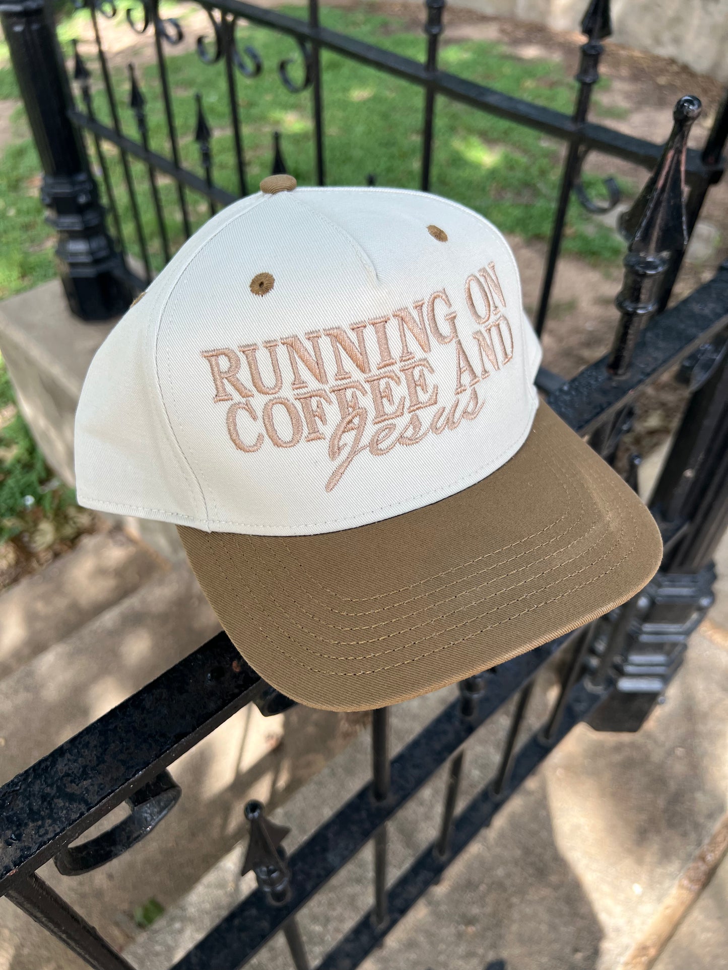 Running On Coffee And Jesus Structured Hat