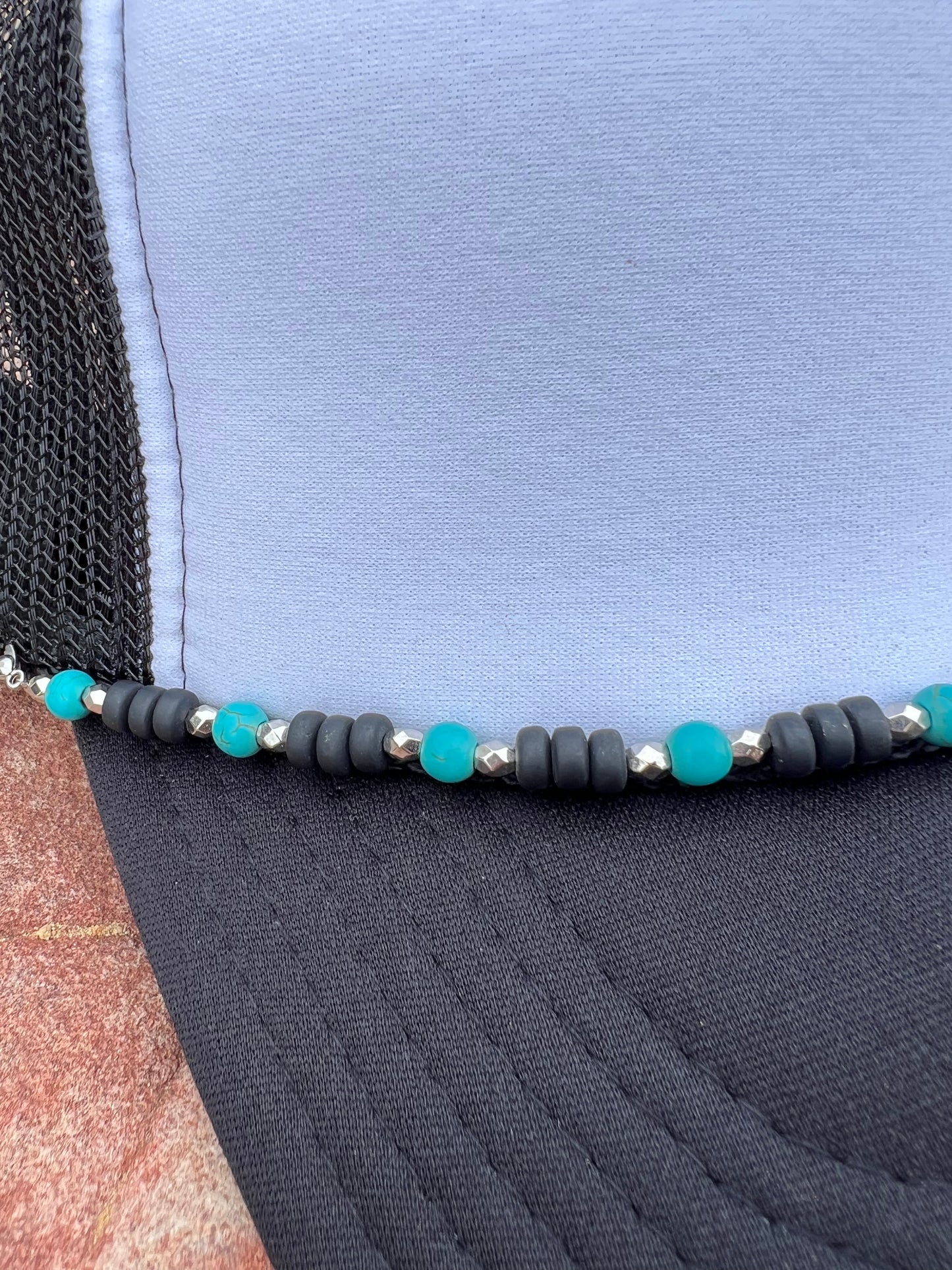 Black & Turquoise Stone Hat Chain