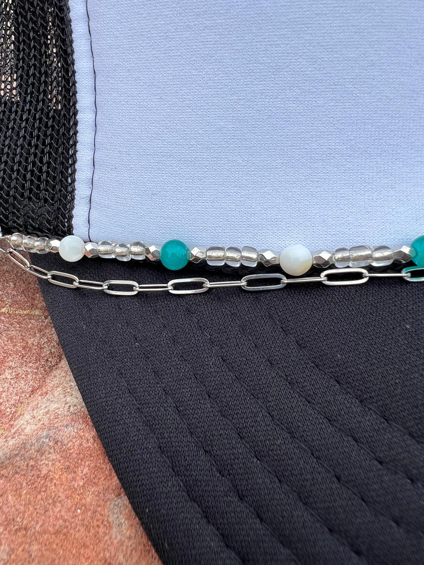 Teal & White Hat Chain
