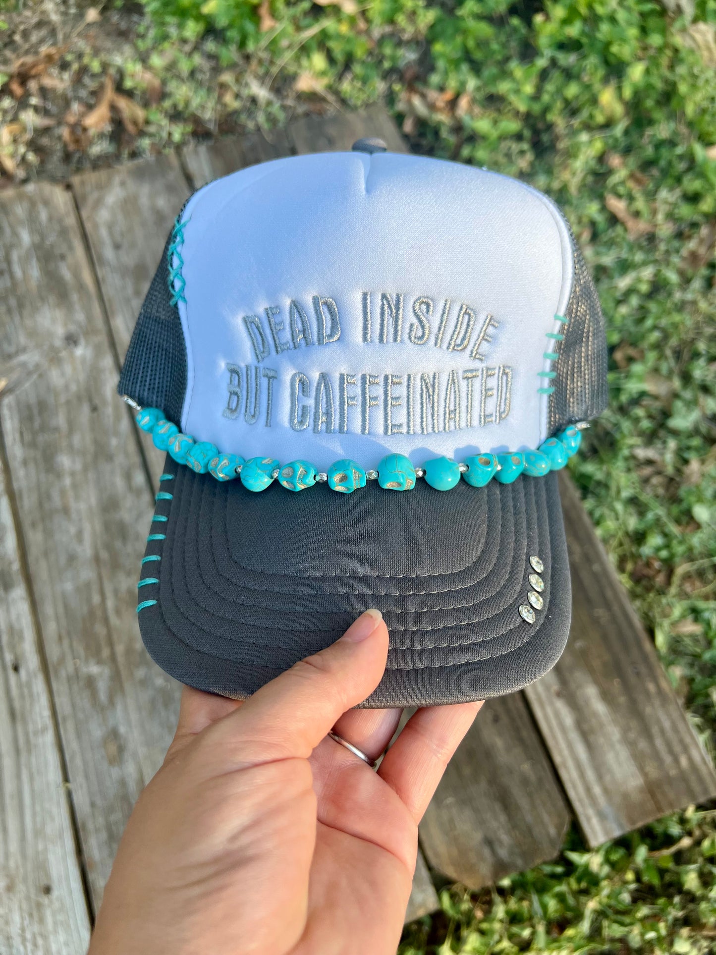 Stitched Dead Inside But Caffeinated Foam Hat